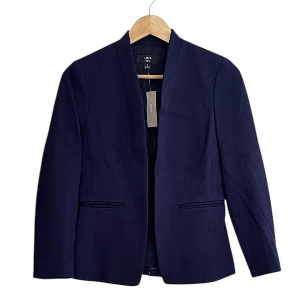 J.Crew Navy Blue Going Out Blazer in Stretch Twill 2 - Picture 2 of 3